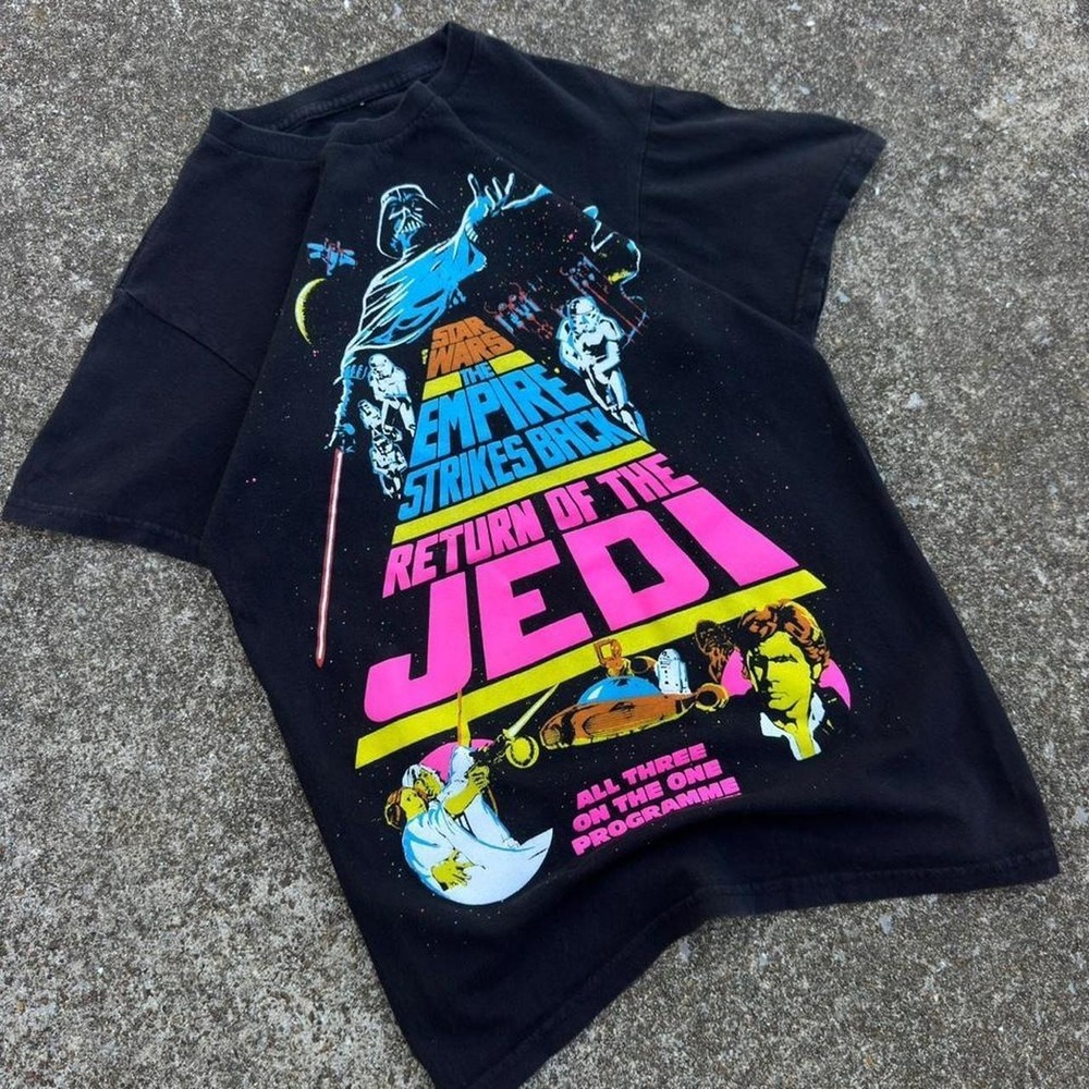 Vintage Y2K Star Wars Return Of The Jedi Movie Promo Tee Black Small (d7) - Picture 3 of 6